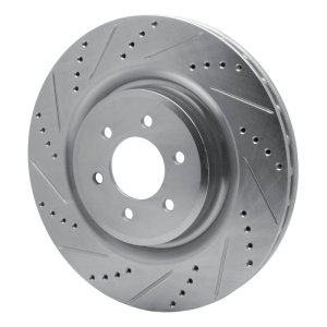 Dodge Viper Brake Rotor (1) - Rear Left - R1 Concepts - Drilled & Slotted - Silver - `03-`17